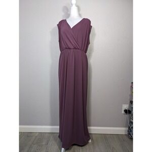 Talbots Pullover Maxi Length V Neck Short Sleeve Dress Size Large Lavender A10